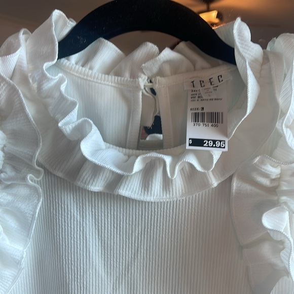 White Sleeveless Ruffle Top Bodysuit - Picture 2 of 5